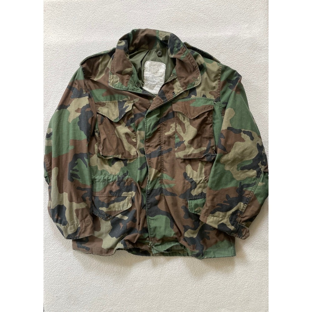 Alpha Industries Mens Medium Field Jacket Camo Vintage 1982 M-65 Woodland Coat
